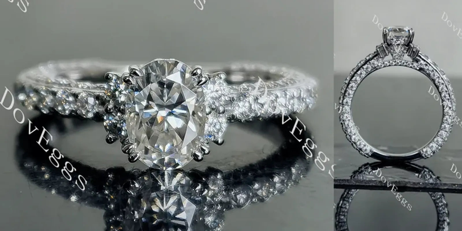 DovEggs vintage pave halo engagement ring only semi-mount only(Exclusively to DovEggs Stones)