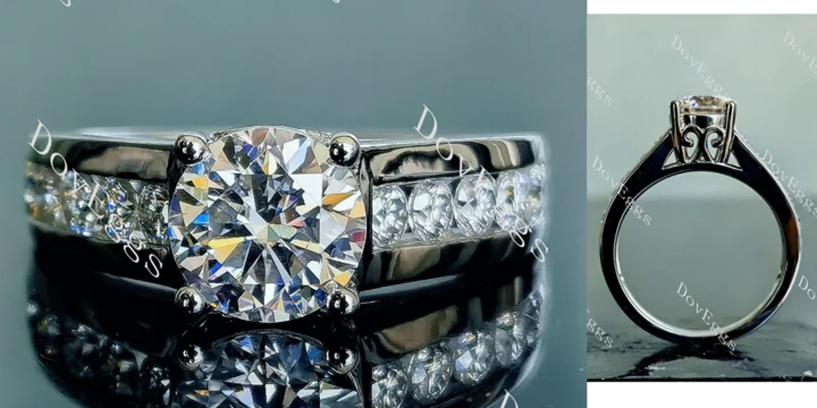 Doveggs channel set engagement ring only semi-mount only(Exclusively to DovEggs Stones)