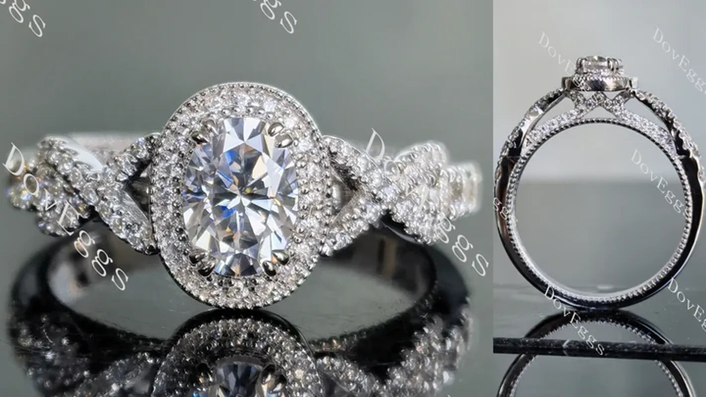 Doveggs halo vintage pave engagement ring only semi-mount only(Exclusively to DovEggs Stones)