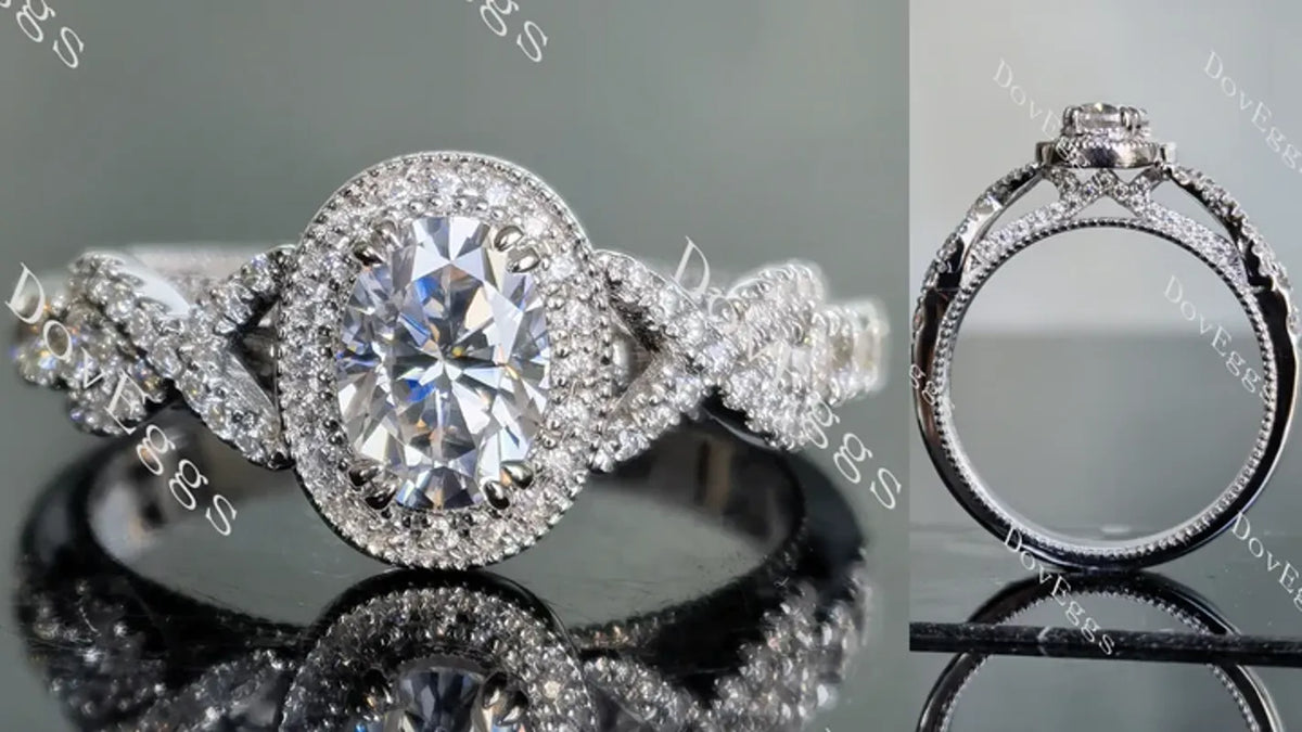 Doveggs halo vintage pave engagement ring only semi-mount only(Exclusively to DovEggs Stones)