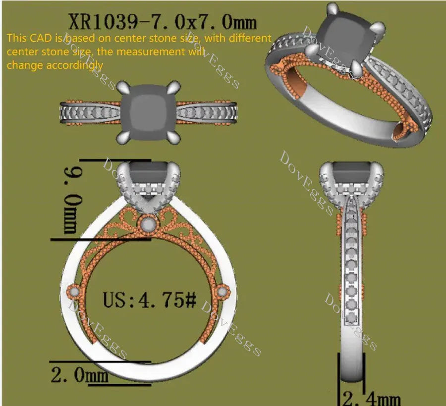 Aubree’s half eternity pave engagement ring only semi-mount only(Exclusively to DovEggs Stones)