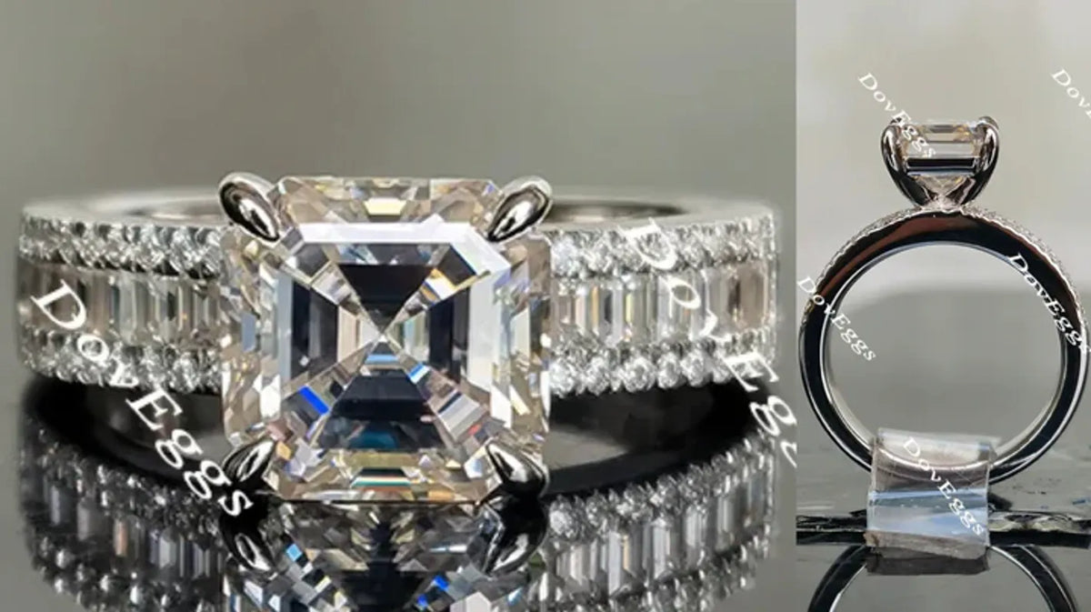 Doveggs half eternity channel set pave engagement ring only semi-mount only(Exclusively to DovEggs Stones)