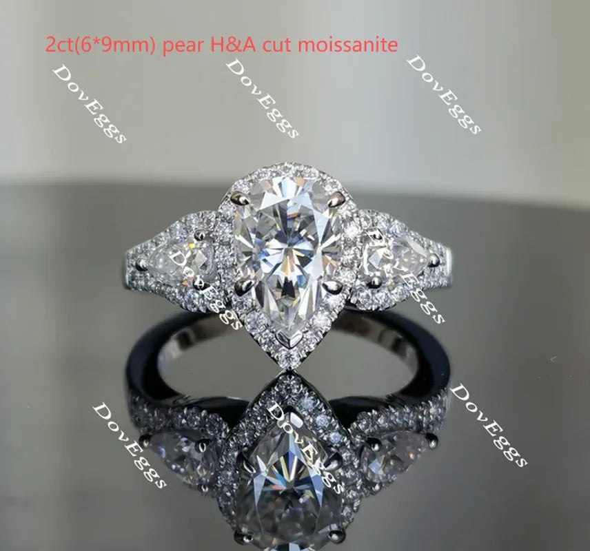 Doveggs round halo colored moissanite engagement ring