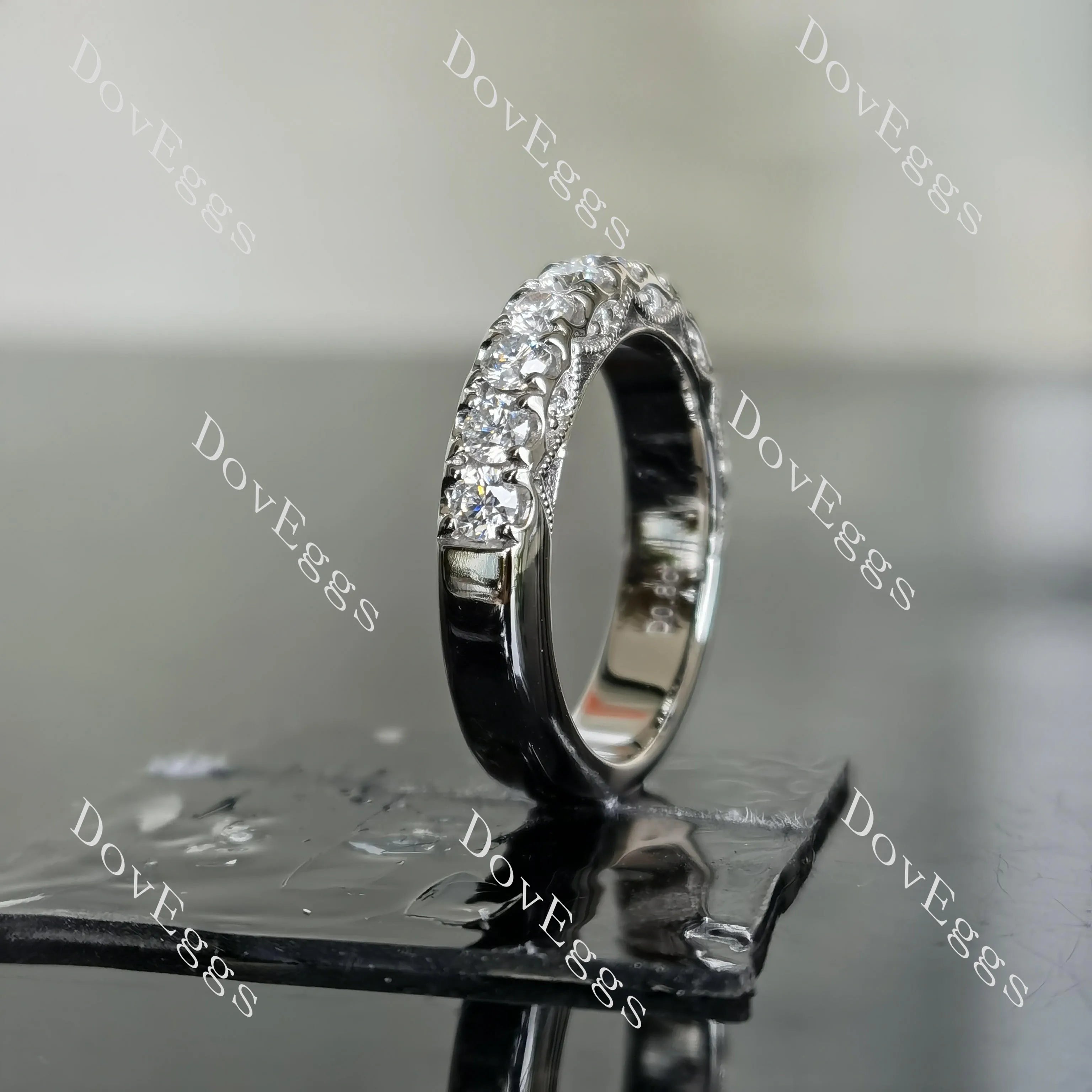 Doveggs Pave moissanite/lab grown diamond wedding band for women-4mm band width