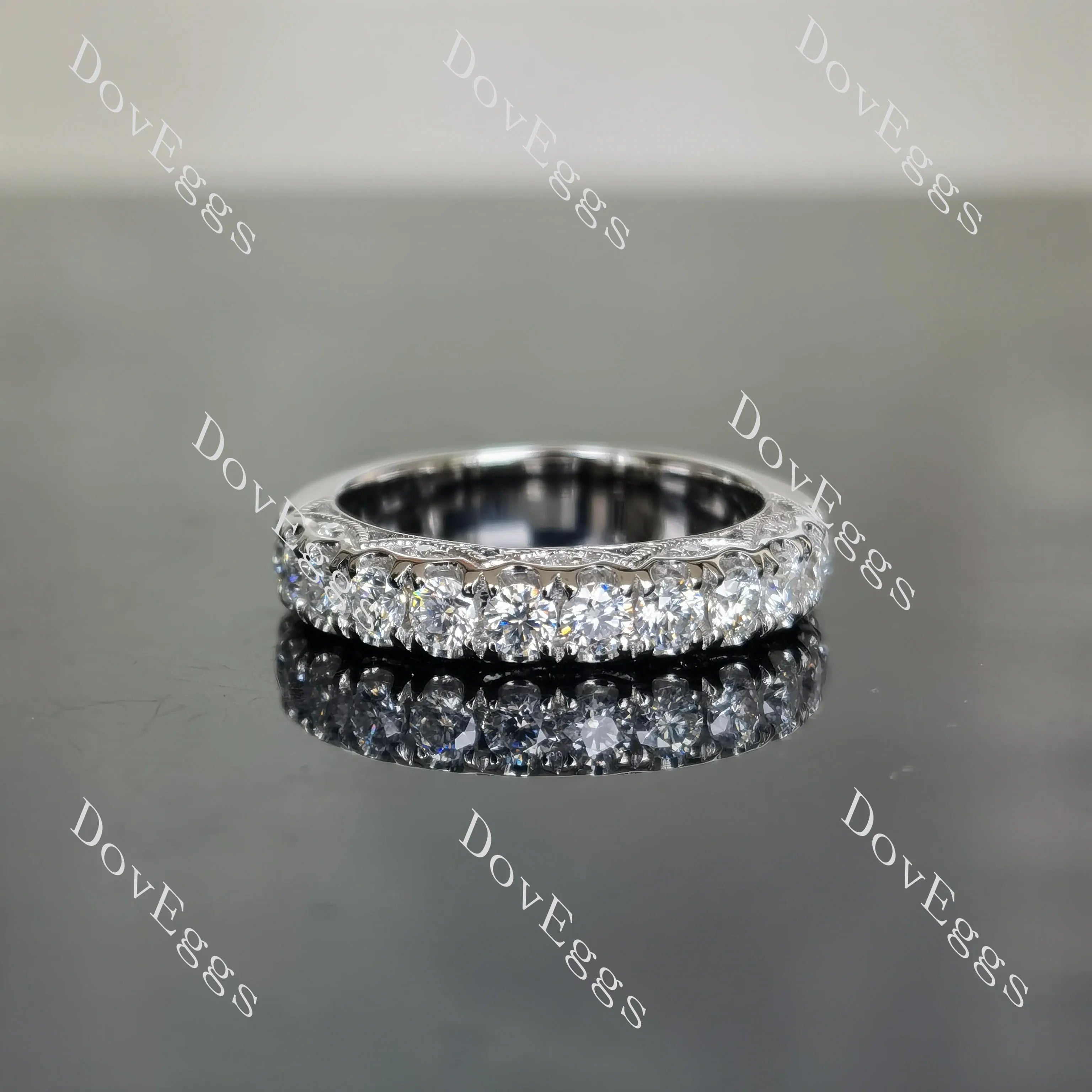 Doveggs Pave moissanite/lab grown diamond wedding band for women-4mm band width