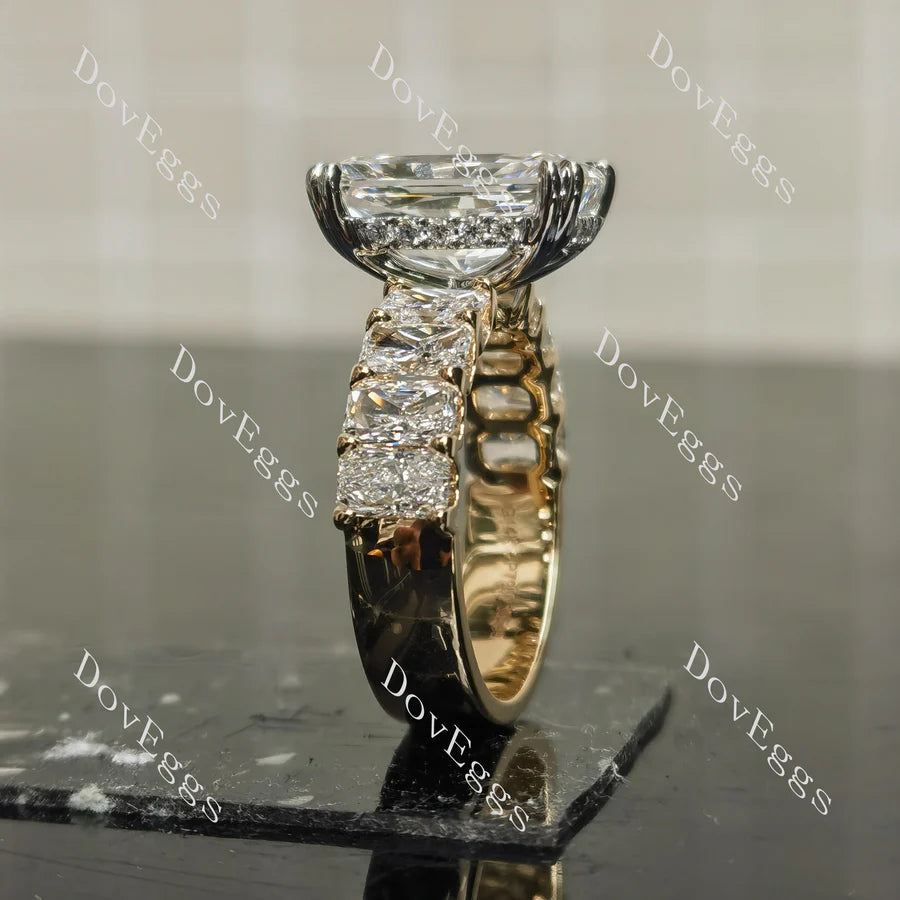The Helena radiant vintage pave engagement ring only semi-mount only(Exclusively to DovEggs Stones)