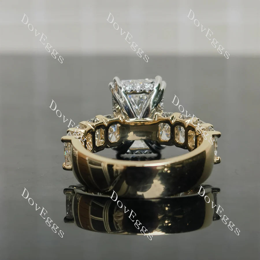 The Helena radiant vintage pave engagement ring only semi-mount only(Exclusively to DovEggs Stones)