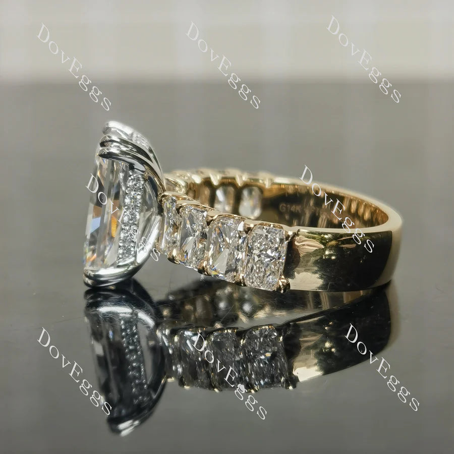 The Helena radiant vintage pave engagement ring only semi-mount only(Exclusively to DovEggs Stones)