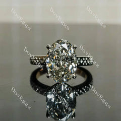Oval vintage hidden halo moissanite engagement ring | Doveggs