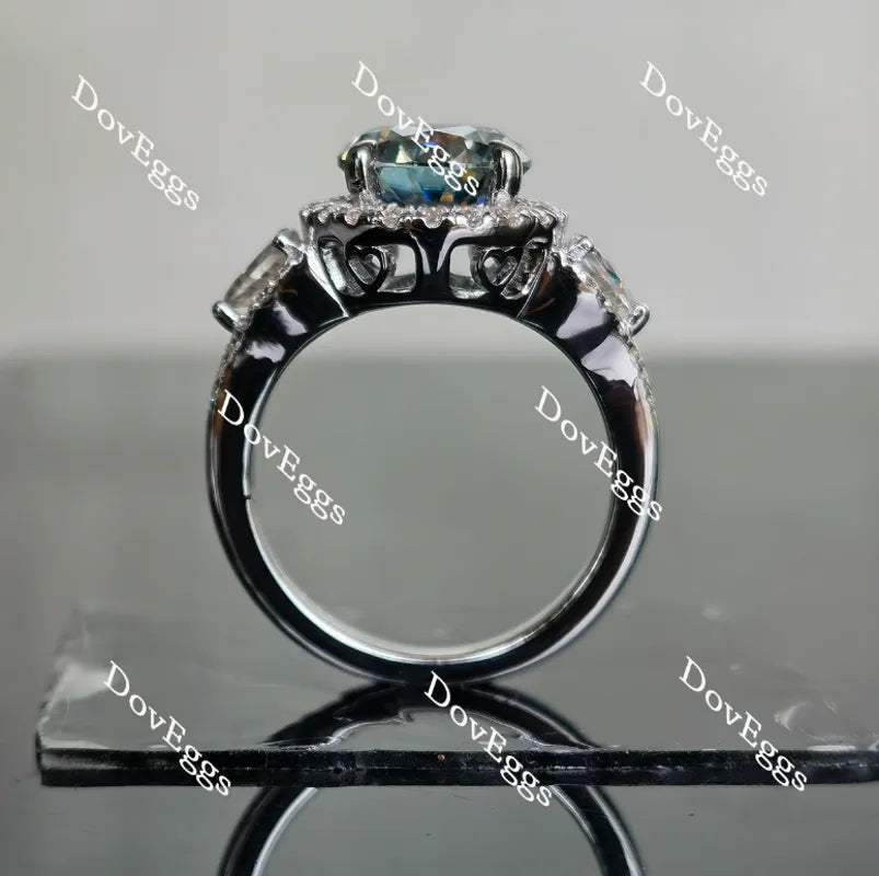 Doveggs round halo colored moissanite engagement ring