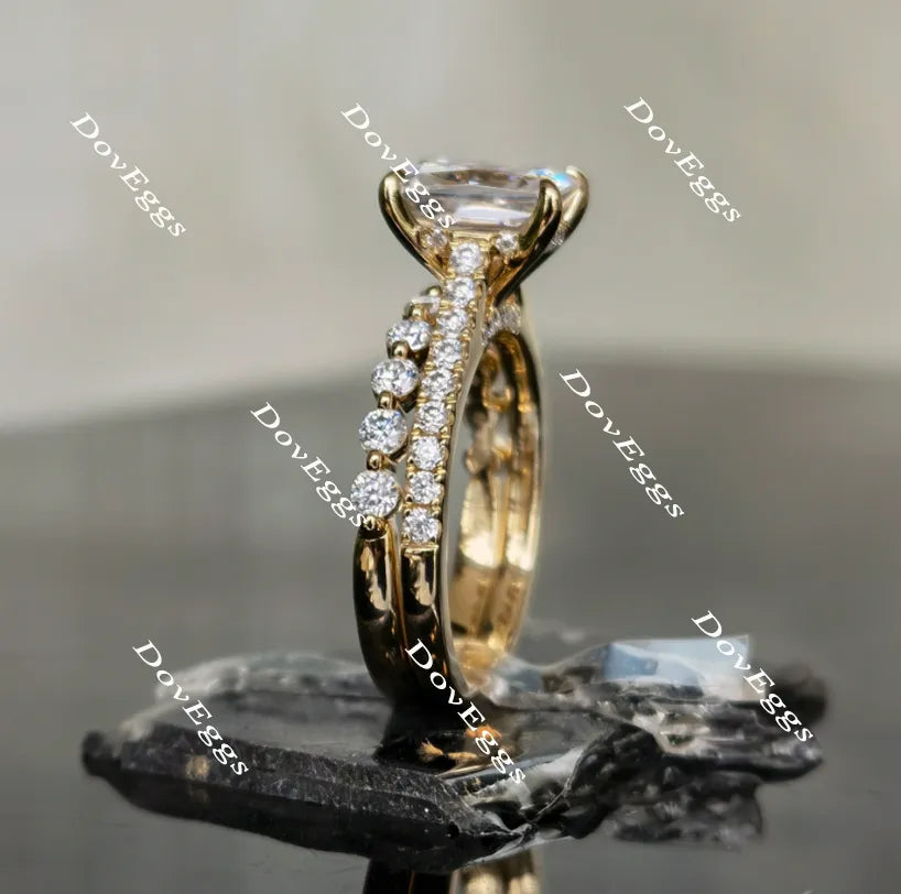 The Kiana Raeshel radiant half eternity pave ring(engagement ring only)