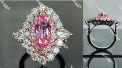 Doveggs marquise halo pink sapphire colored gem engagement ring