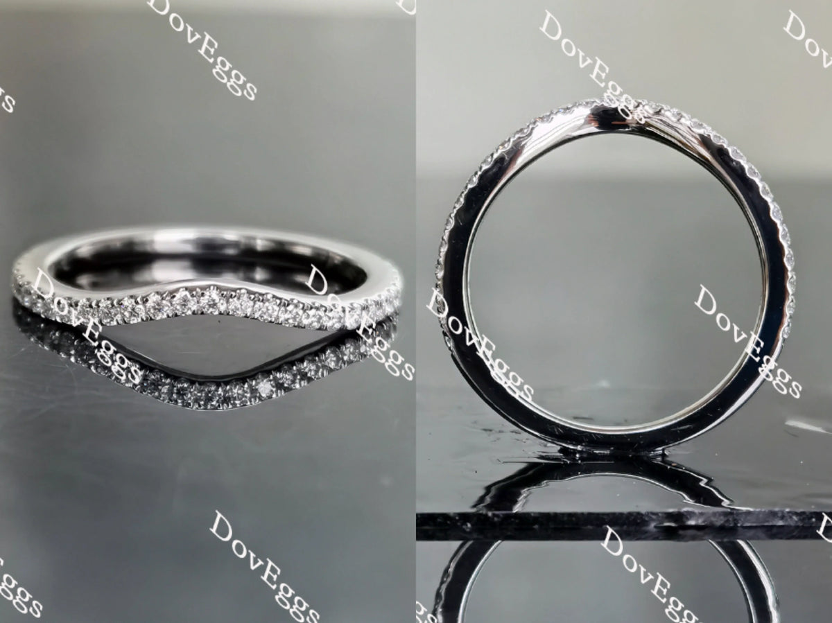 Doveggs round pave curved moissanite/lab grown diamond wedding band (wedding band only)-1.35mm band width
