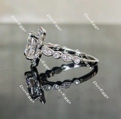 Cushion art deco halo moissanite engagement ring| DovEggs