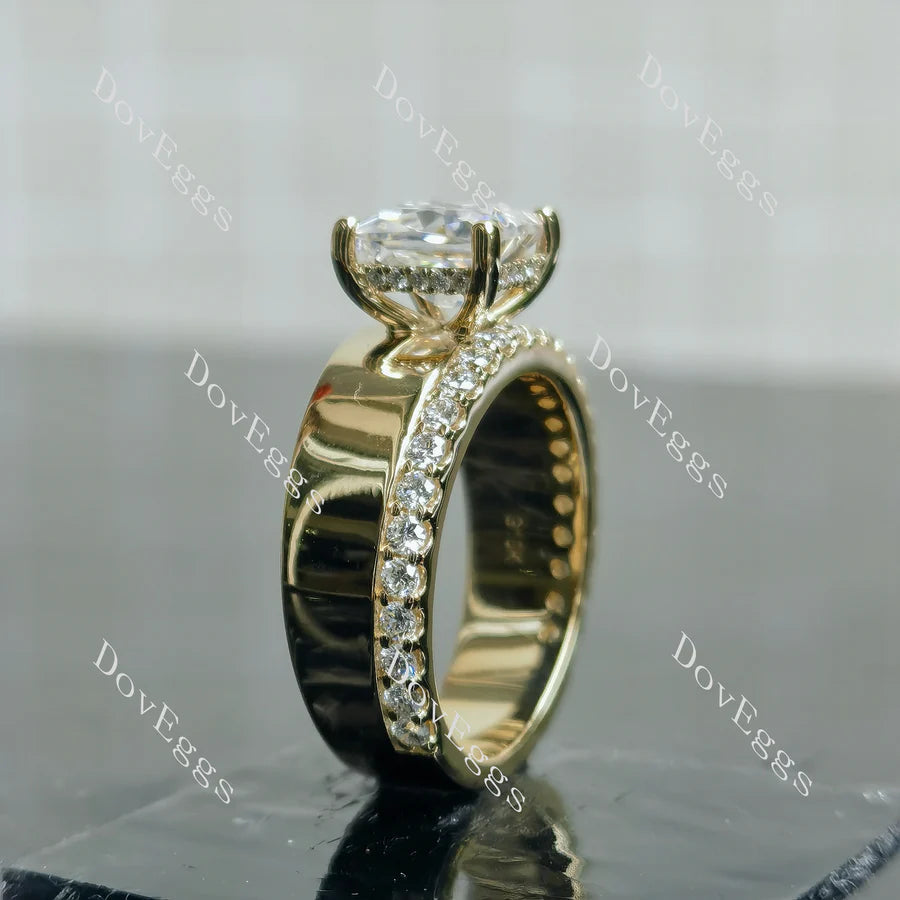 Doveggs pave additional stone band engagement ring only semi-mount only(Exclusively to DovEggs Stones)