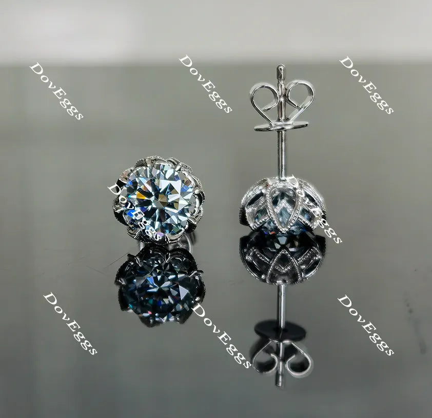 Doveggs solitaire round colored moissanite stud earrings for women