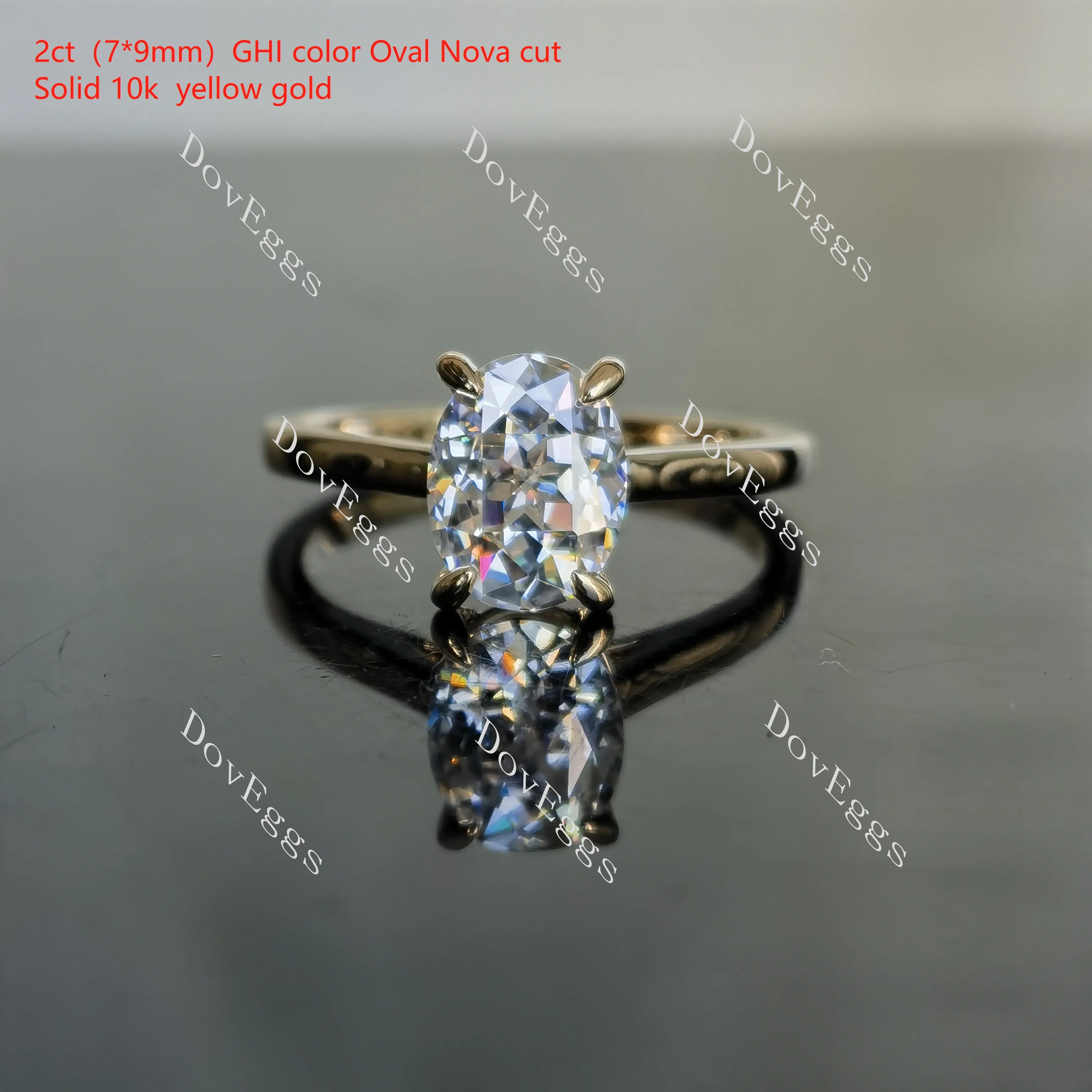 Oval solitaire oval moissanite engagement ring| Doveggs