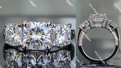 Doveggs cushion three-stone moissanite engagement ring