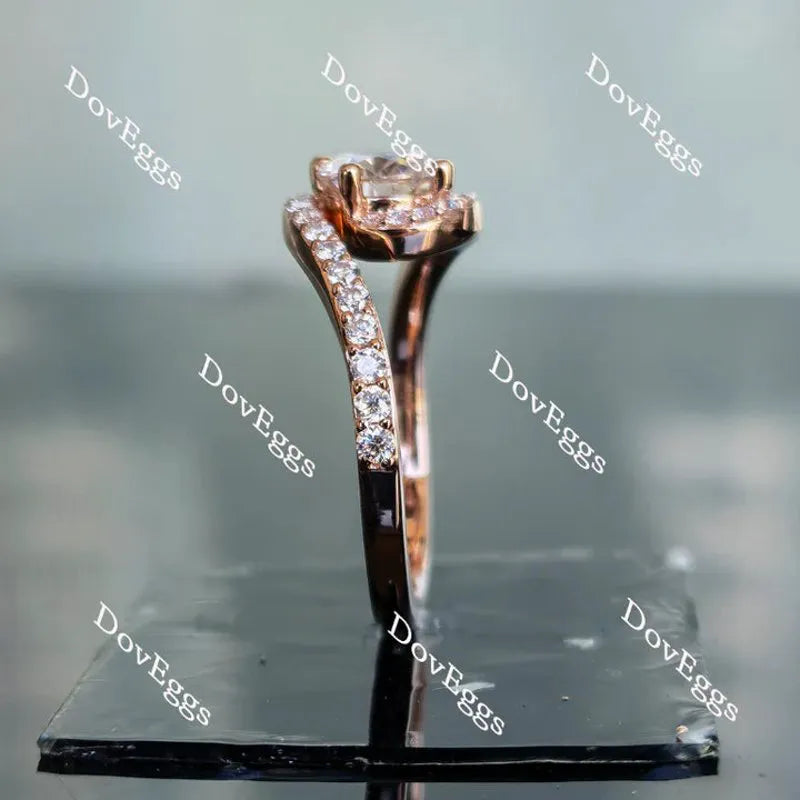 Doveggs pave curved band engagement ring only semi-mount only(Exclusively to DovEggs Stones)