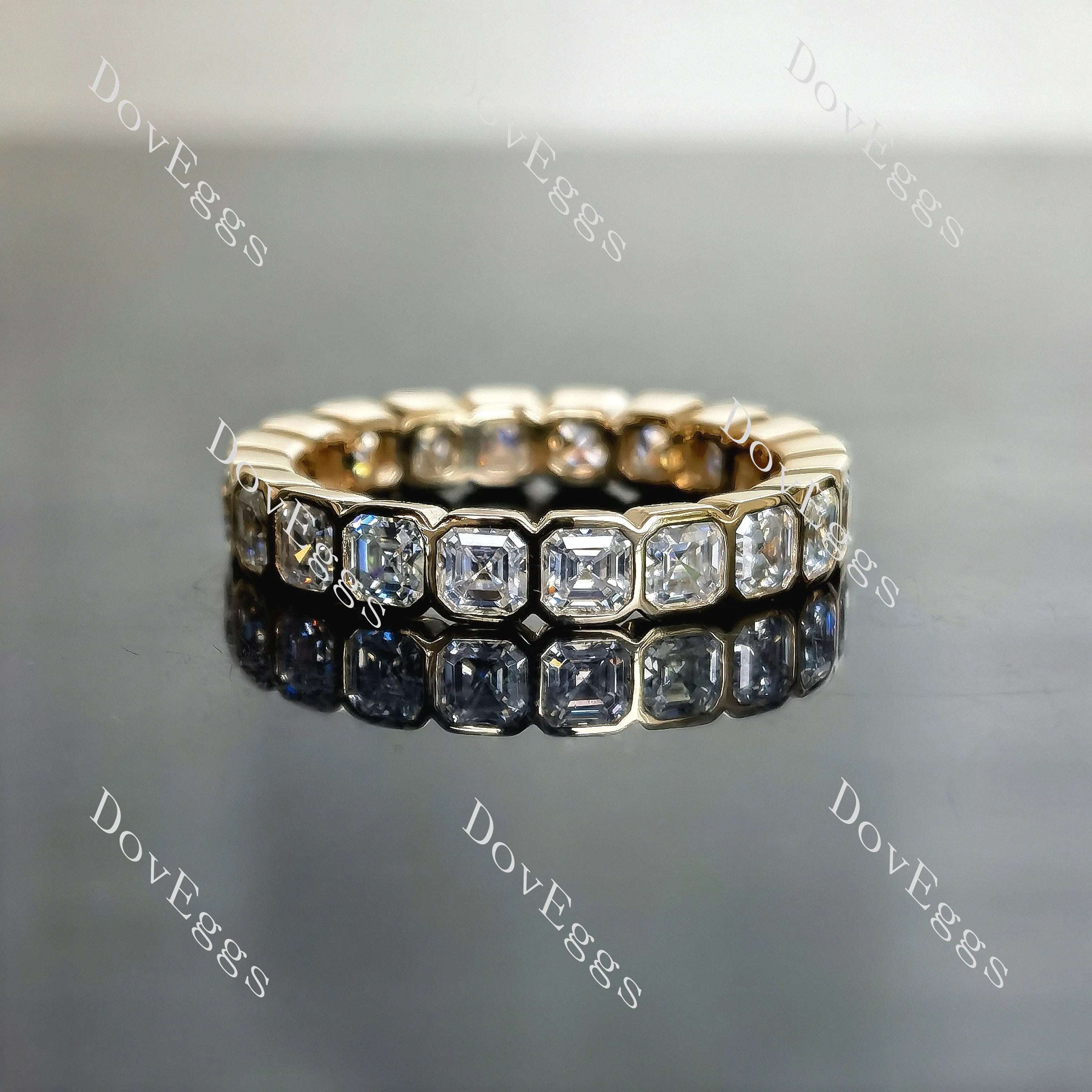 Doveggs asscher eternity bezel moissanite wedding band-3.7mm band width