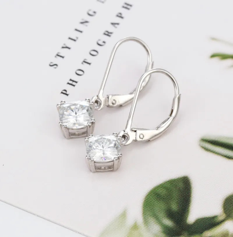Doveggs square cushion moissanite hoop earrings for women