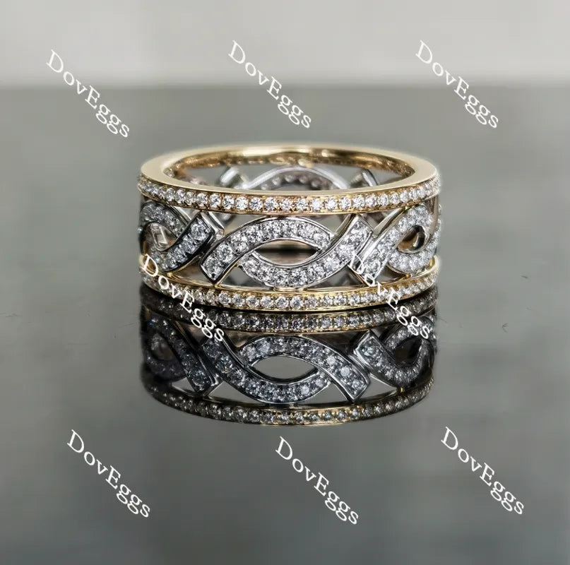 Doveggs round vintage full eternity pave moissanite/lab grown diamond wedding band-8.7mm band width