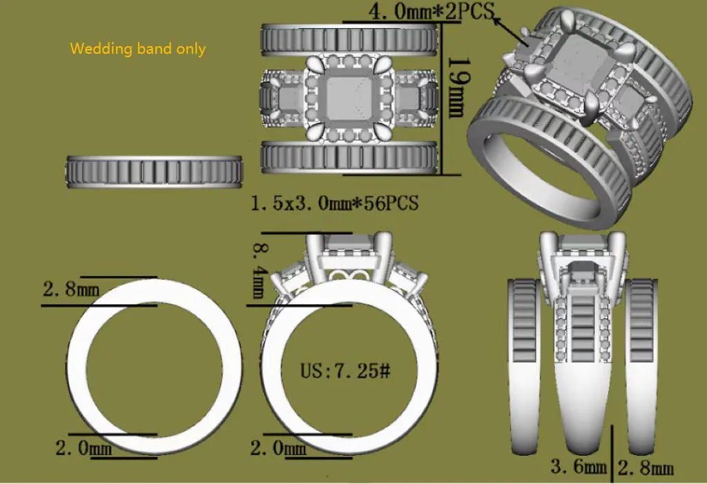 Doveggs half eternity channel set baguette moissanite /Lab grown diamond wedding band/moissanite ring-2.8mm band width