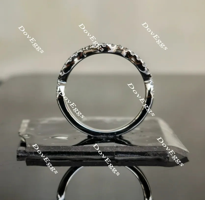 Doveggs round half eternity moissanite/lab grown diamond wedding band-1.8mm band width