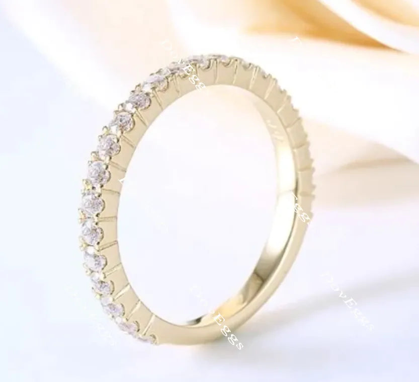 doveggs Half eternity pave moissanite/lab grown diamond wedding band-1.8mm band width