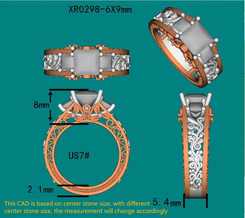 Mi amore eterno Julieann T princess hard engraved vintage moissanite ring hollow out band