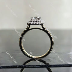 Doveggs princess double halo half eternity pave moissanite engagement ring