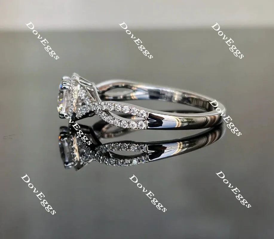 Doveggs cris cross band halo engagement ring semi-mount only(Exclusively to DovEggs Stones)