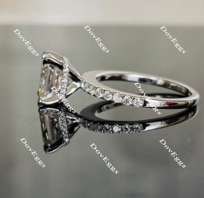 Doveggs radiant half eternity pave moissanite engagement ring