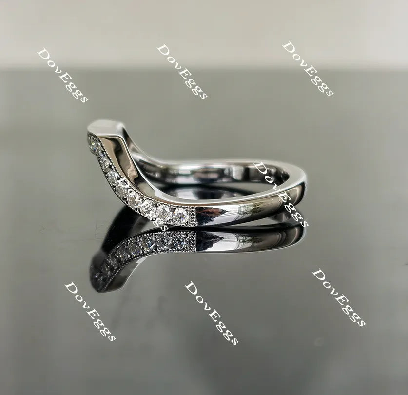 Doveggs half eternity pave moissanite/lab grown diamond curved wedding band-2.3mm band width