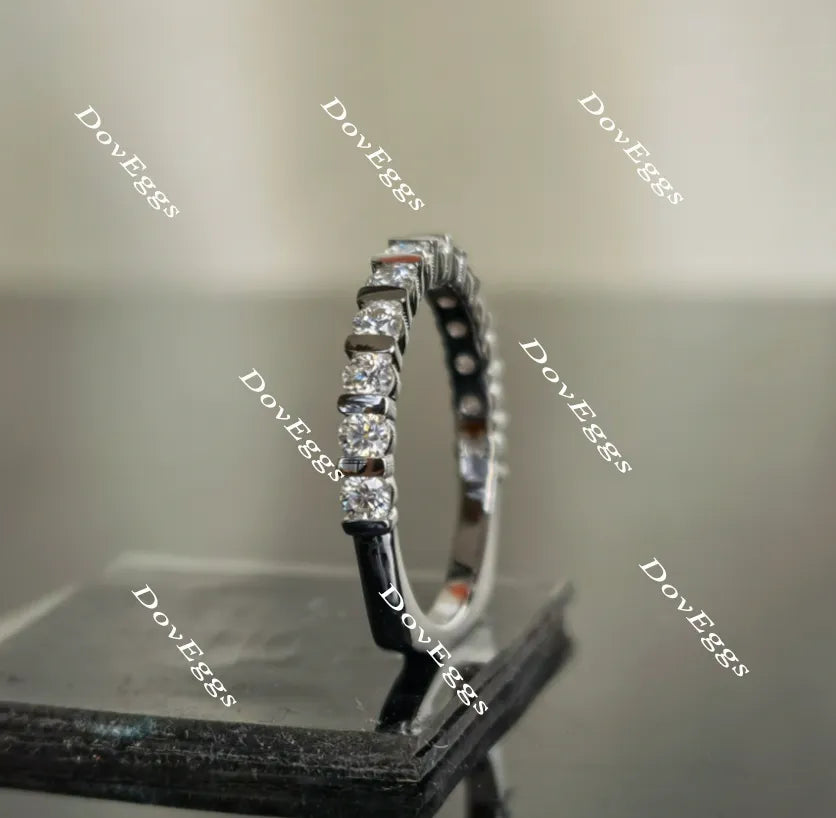 Doveggs euro shank round moissanite/lab grown diamond wedding band-1.7mm band width