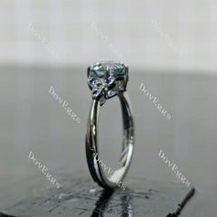 (size 5-5.25) Doveggs sterling silver 1ct round stardust grey colored moissanite engagement ring