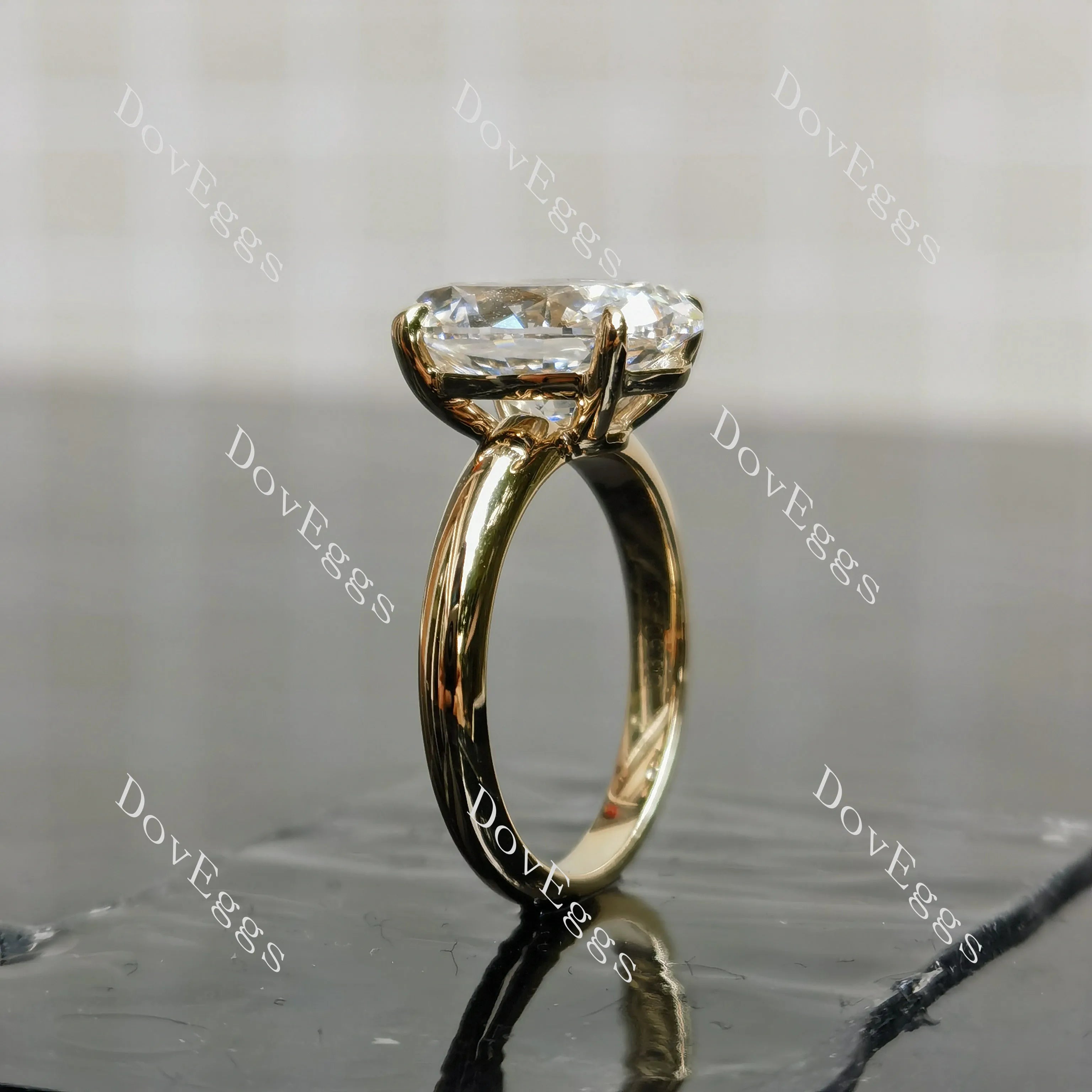 Oval solitaire moissanite engagement ring| DovEggs