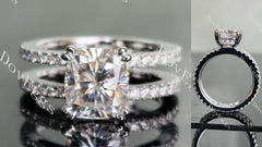 DovEggs cushion full eternity two pave moissanite engagement ring