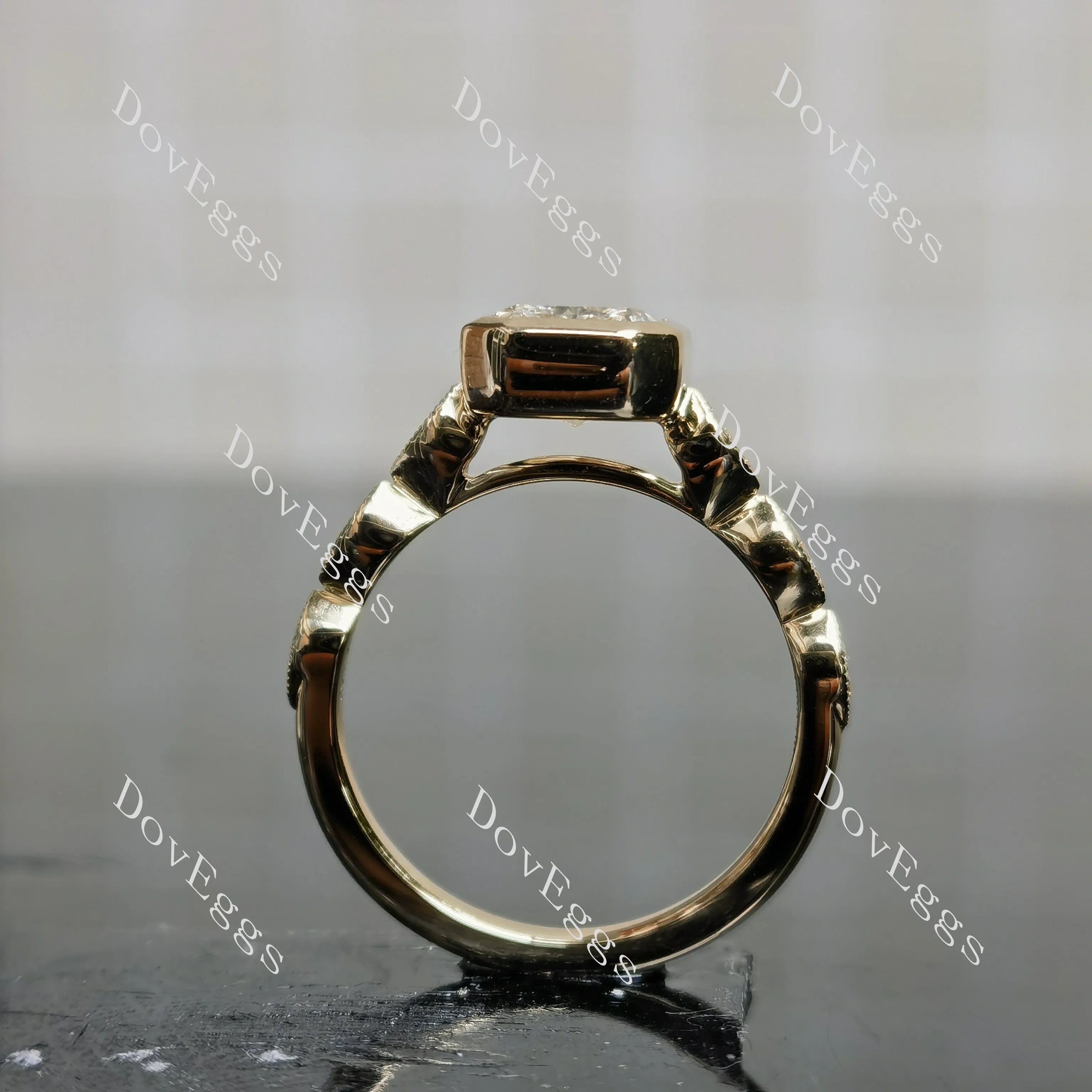 Radiant bezel side stones moissanite engagement ring| DovEggs