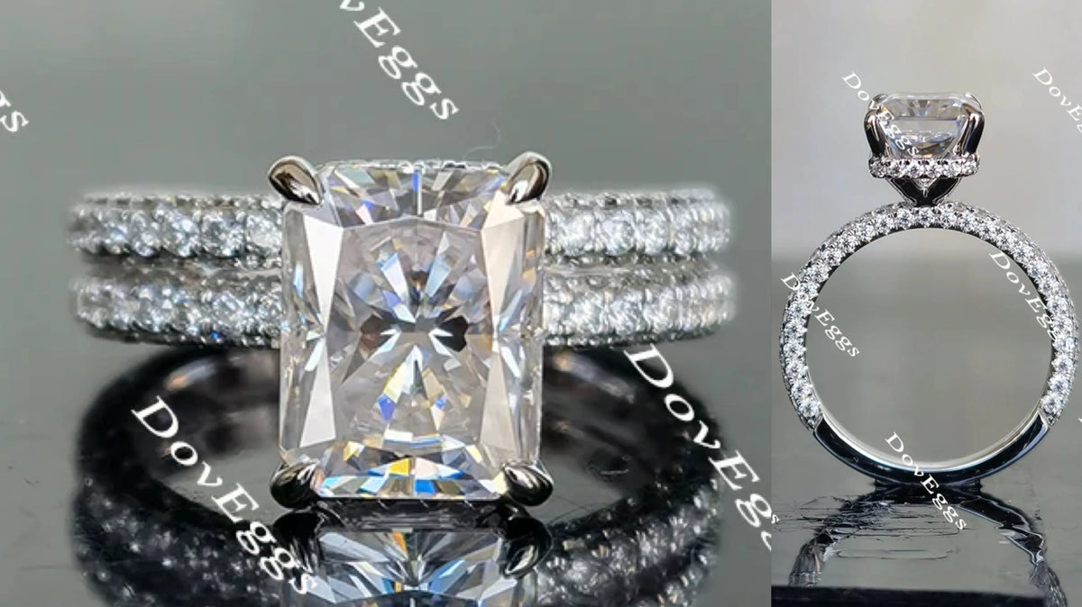 doveggs paved radiant moissanite bridal set (2 rings)