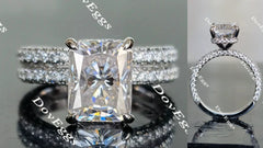 doveggs paved radiant moissanite bridal set (2 rings)