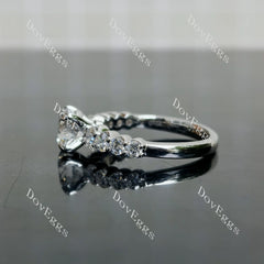 Doveggs Round Pave Side Stone Lab Grown Diamond Engagement Ring