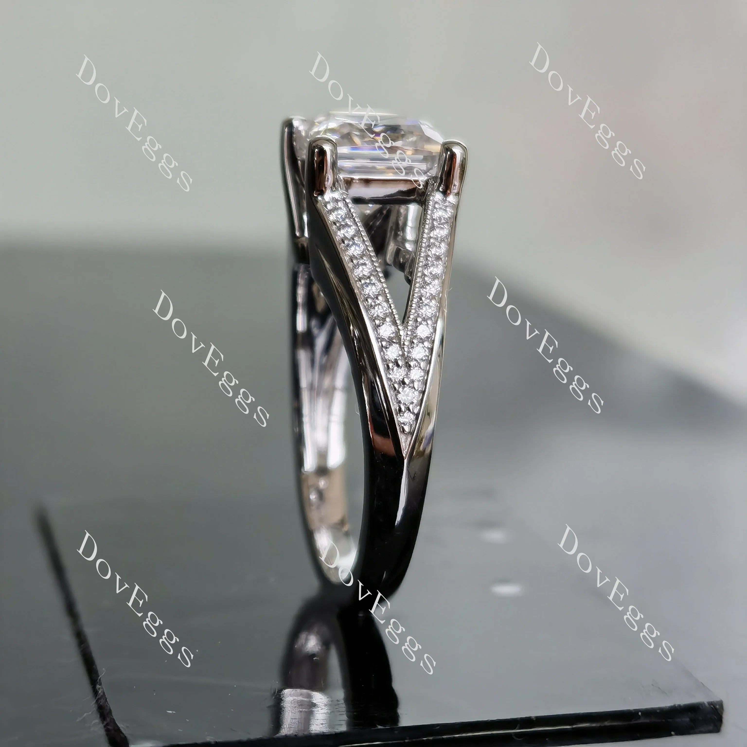 Doveggs princess split shank half eternity pave moissanite engagement ring (engagement ring only)