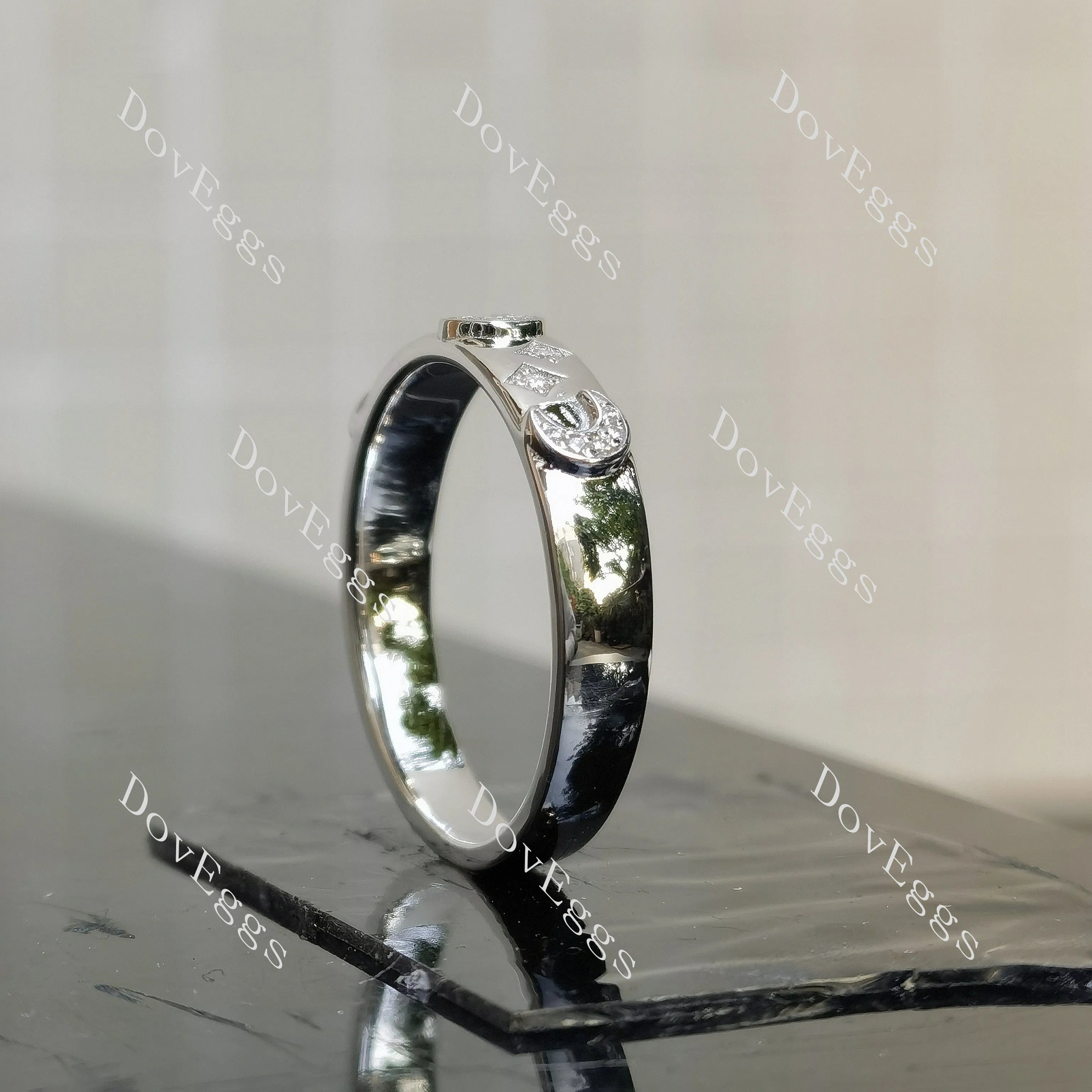 Doveggs star and moon round moissanite/lab grown diamond wedding band-3.5mm band width
