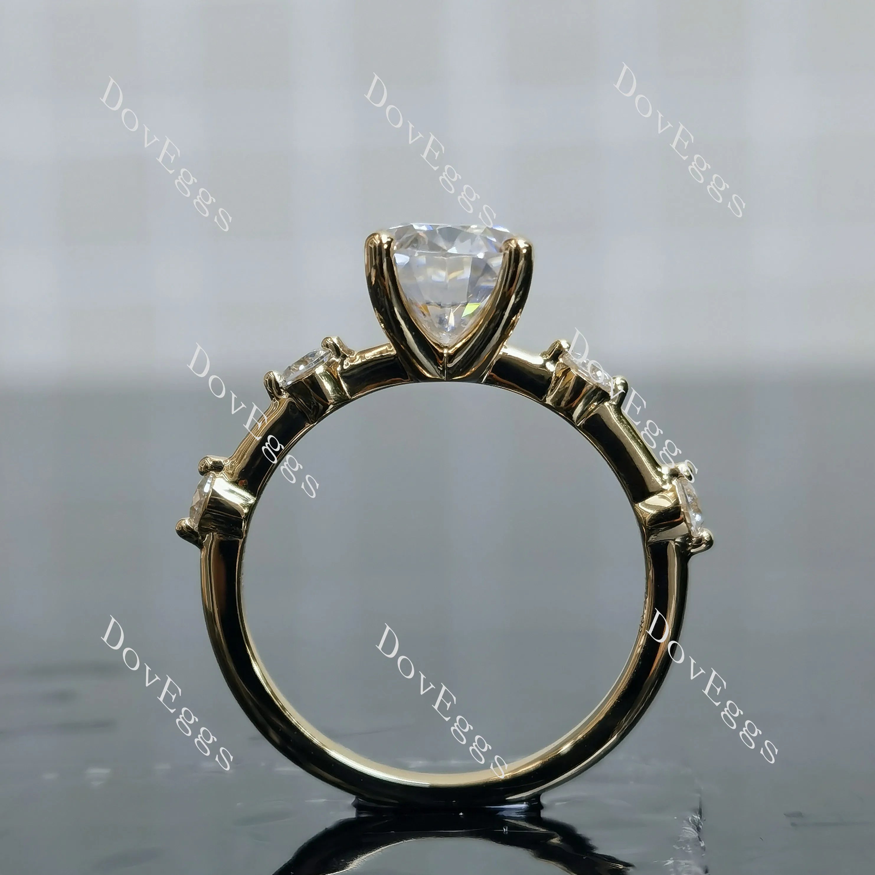 Doveggs oval side stones moissanite engagement ring
