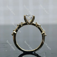 Doveggs oval side stones moissanite engagement ring