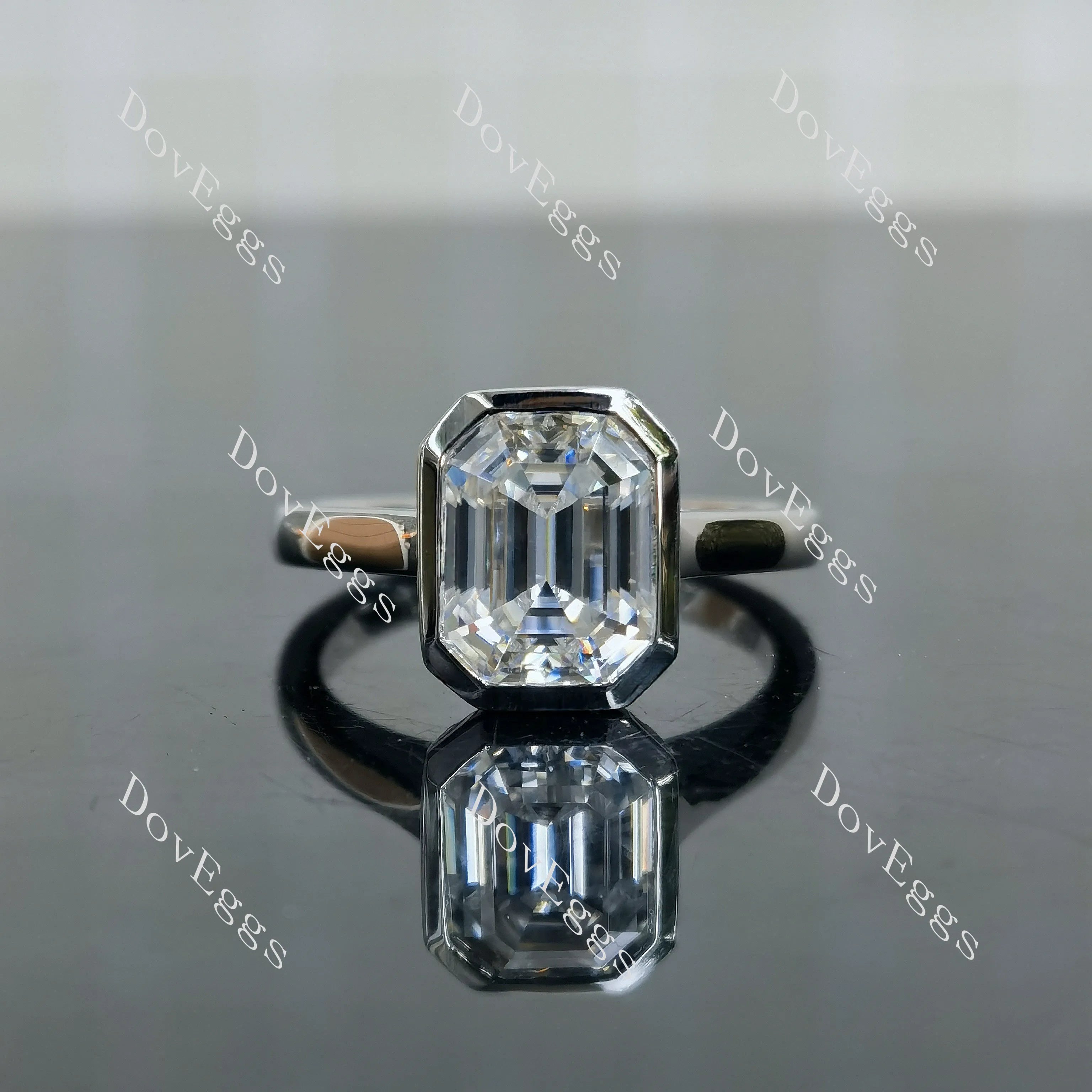 Doveggs Elizabeth Taylor Krupp Cut bezel solitaire moissanite engagement ring