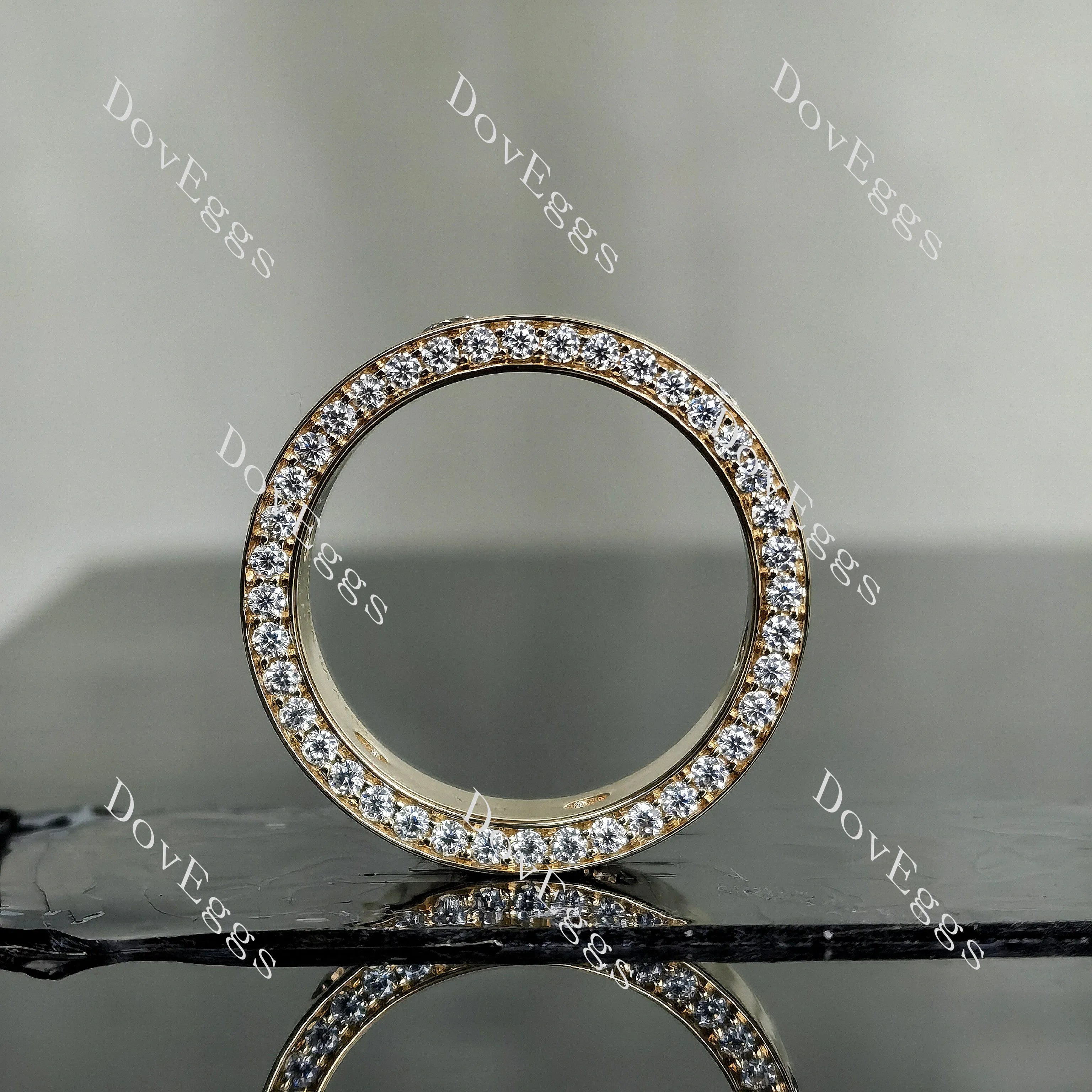 Eternal love round full eternity pave bezel moissanite/lab grown diamond wedding band-6.5mm band width