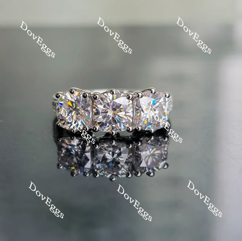 Doveggs cushion three-stone moissanite engagement ring