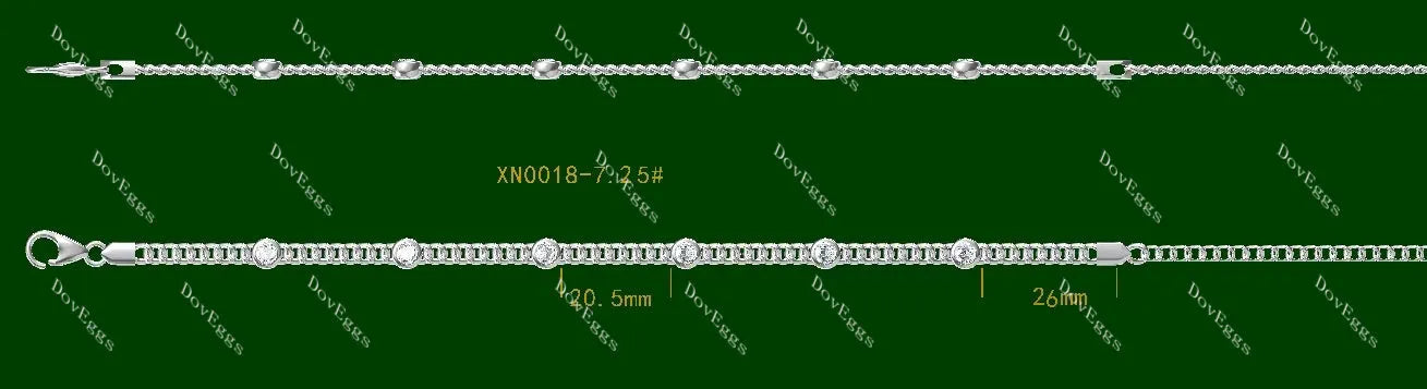 Doveggs round bezel setting moissanite/lab grown diamond bracelet